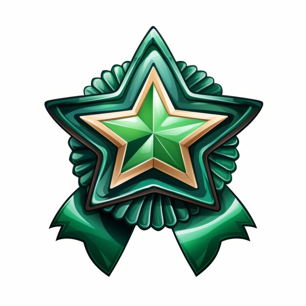 un badge étoile verte entouré d'un ruban