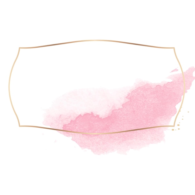 Badge en or avec peinture aquarelle rose transparente png