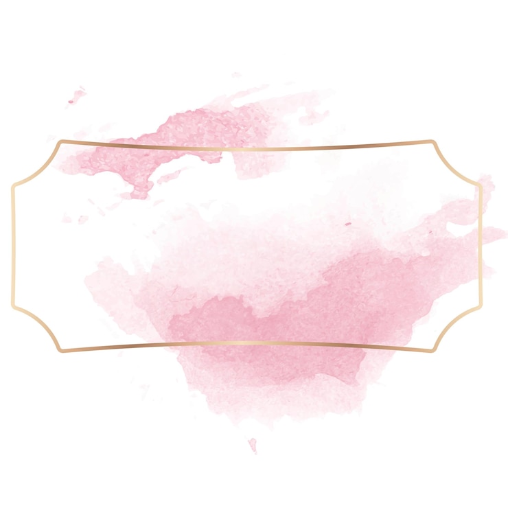 Photo badge en or avec peinture aquarelle rose transparente png
