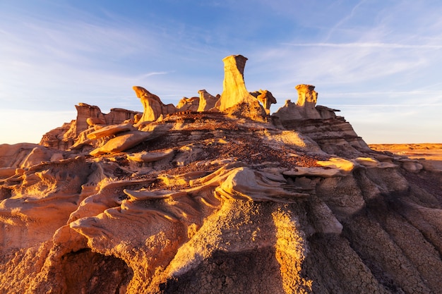 Badlands de Bisti, zone sauvage de De-na-zin, Nouveau-Mexique, États-Unis