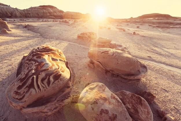 Badlands de Bisti, zone sauvage de De-na-zin, Nouveau-Mexique, États-Unis