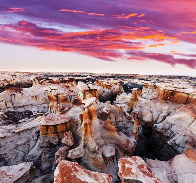 Badlands de Bisti, zone sauvage de De-na-zin, Nouveau-Mexique, États-Unis