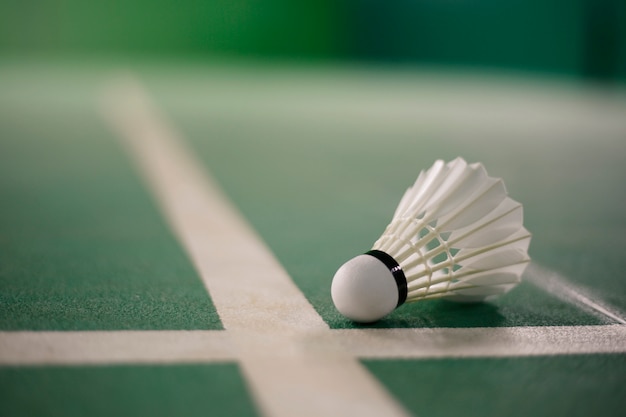 Badminton sur le terrain de badminton green court orange light flare