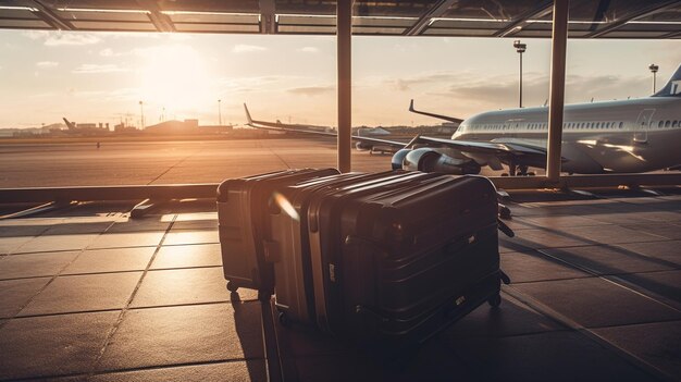 Photo bagages à l'aéroport illustrateur d'ia générative