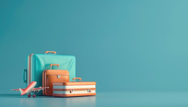 Bagages ou bagages et avions placés sur le passeport pour la fabrication de supports publicitaires sur le tourisme par ai