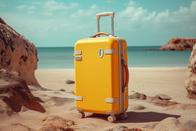 Bagages de valise pour les voyages d'été et la photographie de vacances