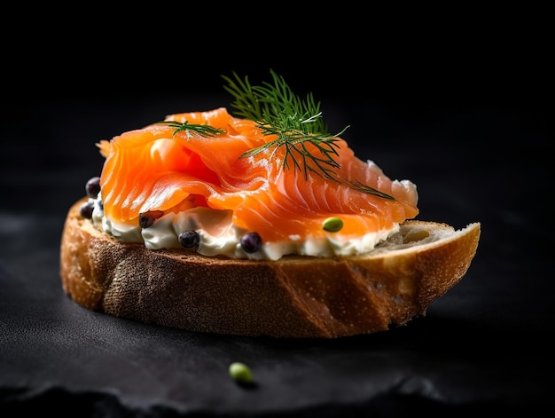 Un bagel avec du saumon fumé dessus