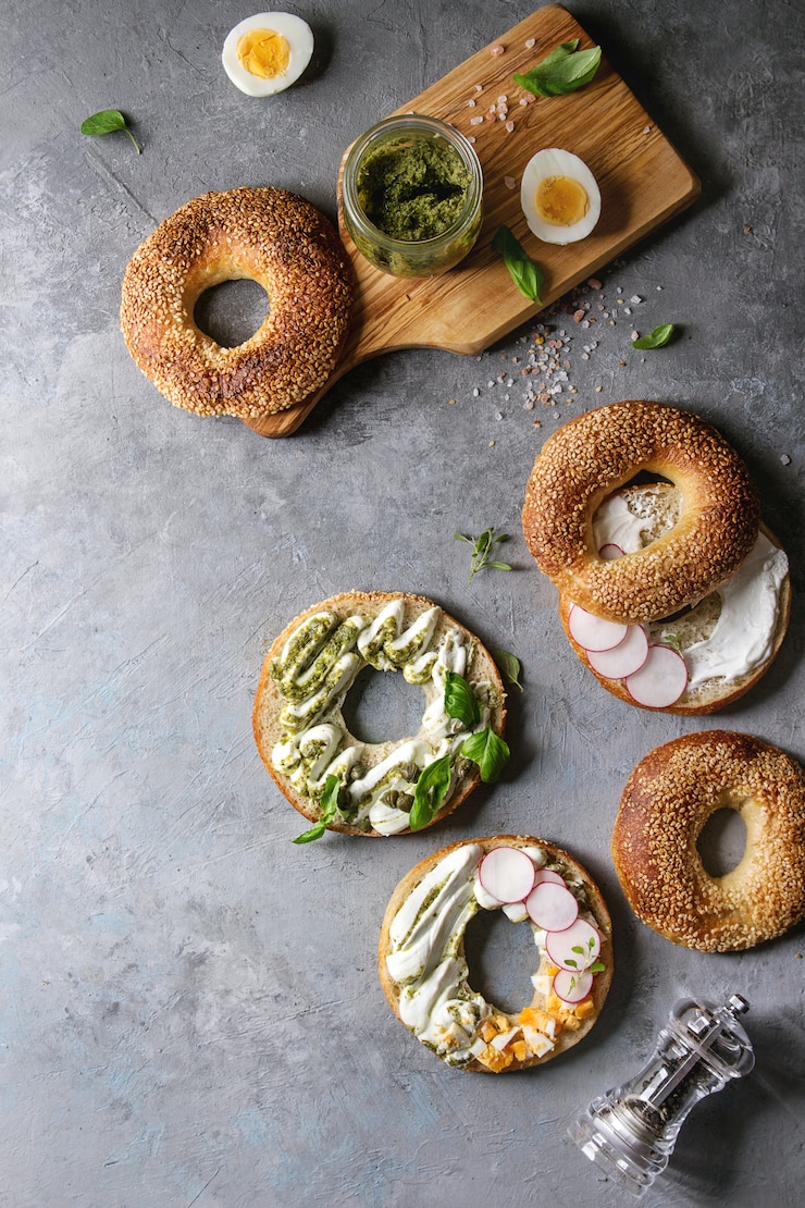 Photo bagels au fromage à la crème