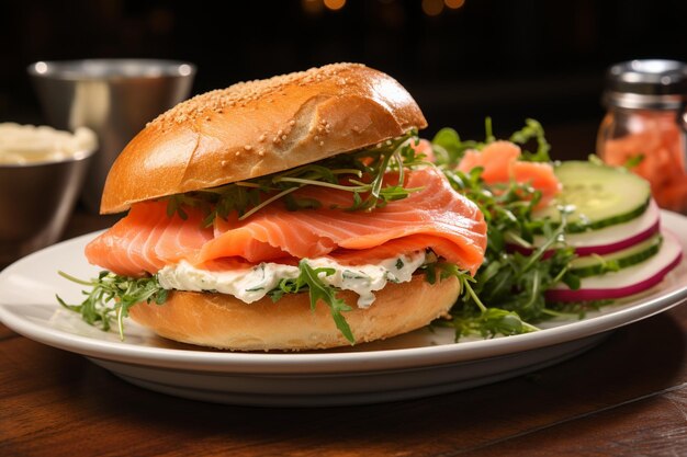 Bagels simples avec Lox et fromage à la crème Combo de petit déjeuner gourmet