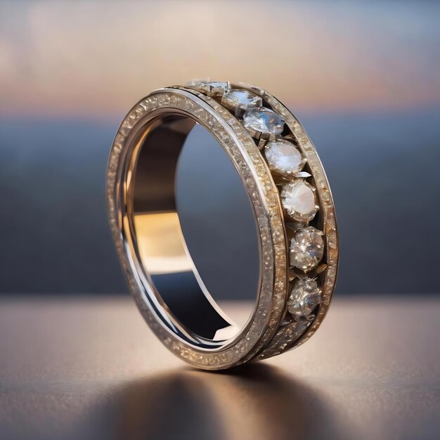 Une bague en argent avec un diamant au milieu.