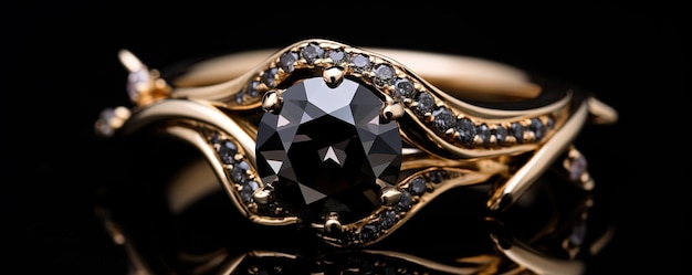 Une bague en diamant noir frappant