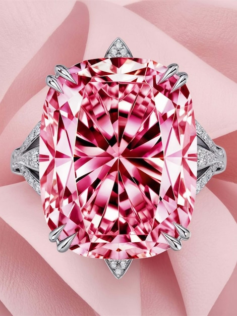 Photo une bague en diamant rose avec un diamant dessus