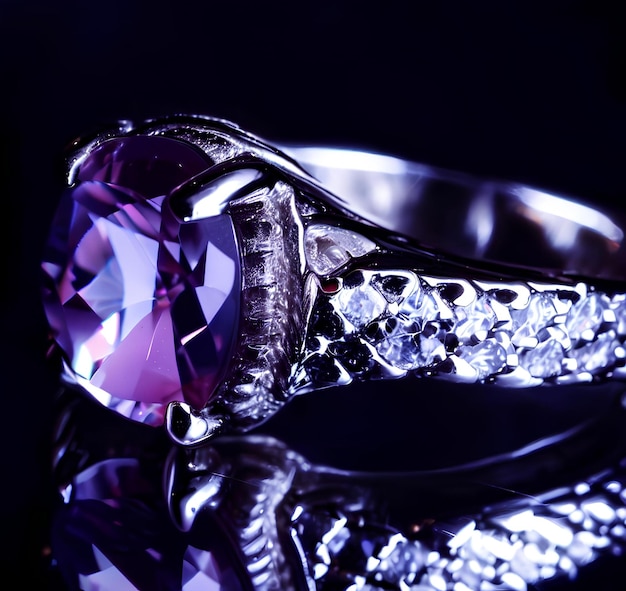 Une bague en diamant violet
