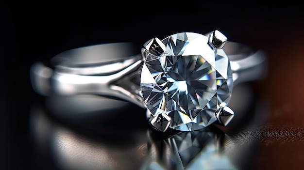 Bague de fiançailles avec illustration de gros plan de bague de fiançailles en diamant 3d Bague de proposition