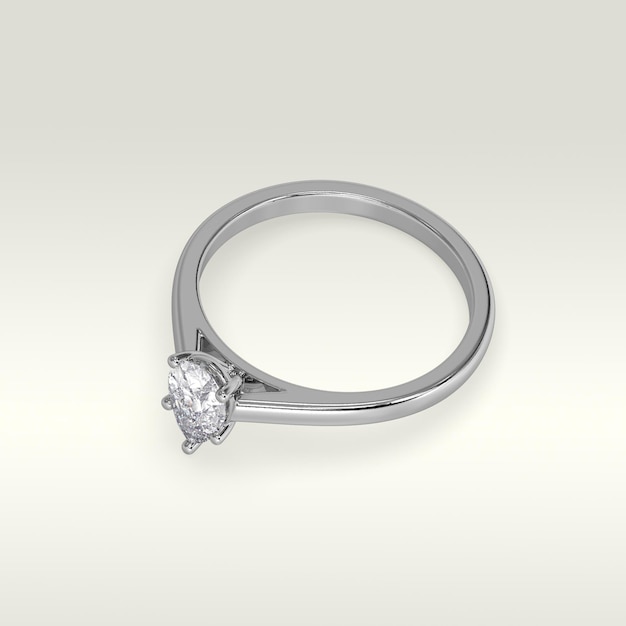 Bague de fiançailles solitaire fixant la position en rendu 3D en or blanc