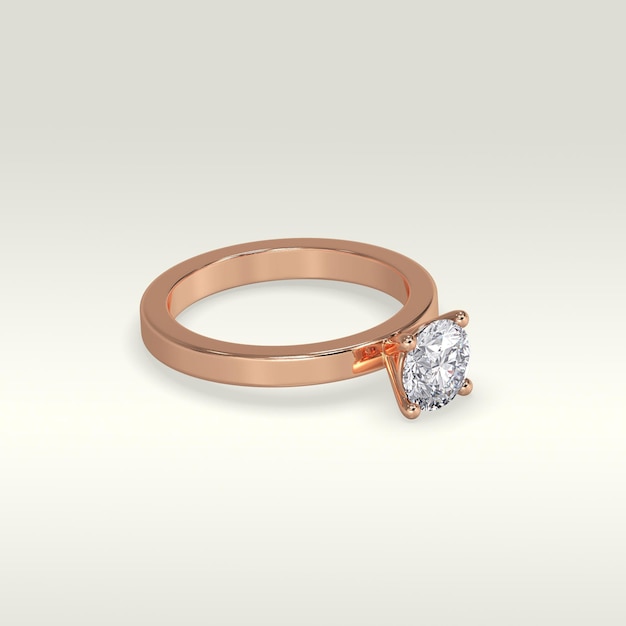 Bague de fiançailles solitaire fixant la position en rendu 3D en or rose