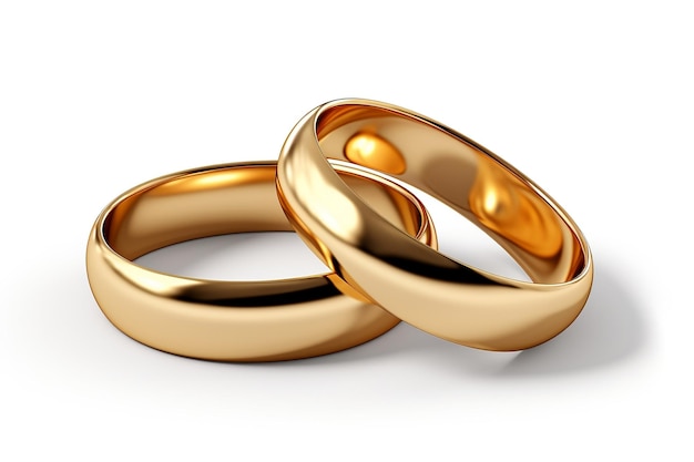 Bague de mariage dorée isolée sur fond blanc ai générative