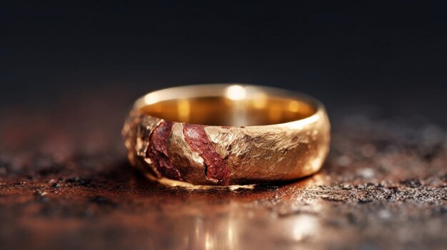 une bague de mariage en or endommagée