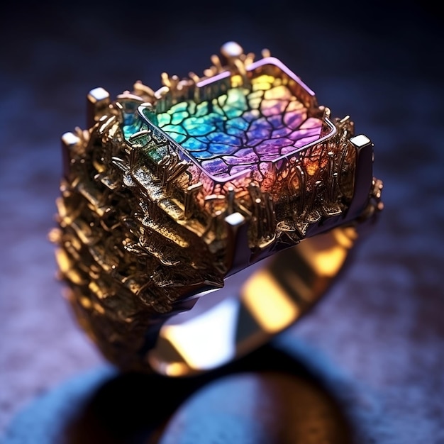 Une bague en or avec un diamant dessus