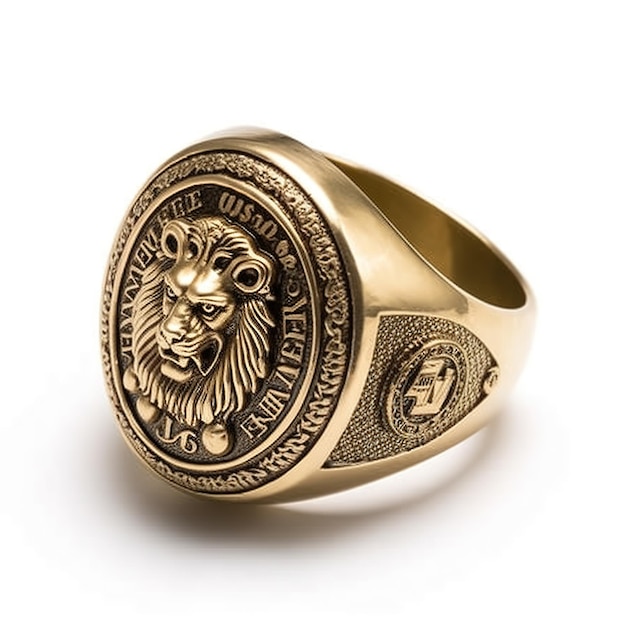 Photo une bague en or avec un lion dessus