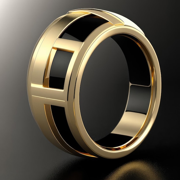 Photo une bague en or avec un logo dessus