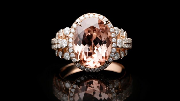 Une bague ovale en morganite et en diamant