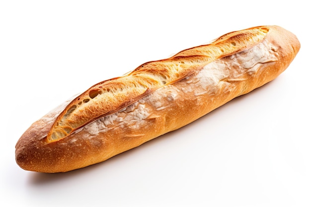 Une baguette un pain croustillant français isolé sur un fond noir
