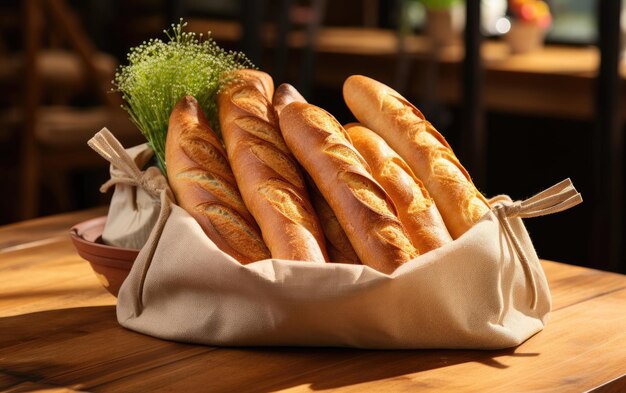 Photo baguettes d'excellence en pâtisserie fabriquées avec l'ia générative