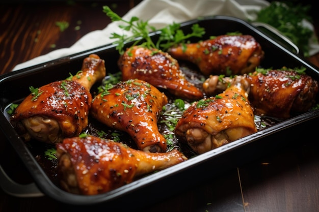 Des baguettes de poulet savoureuses, de la nourriture grillée, générer de l'Ai.