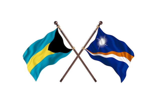 Bahamas contre Îles Marshall Deux Pays Drapeaux Contexte