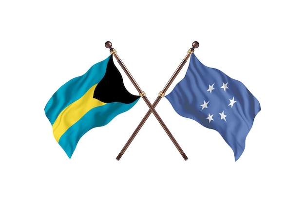 Bahamas contre Micronésie Fond de drapeaux de deux pays