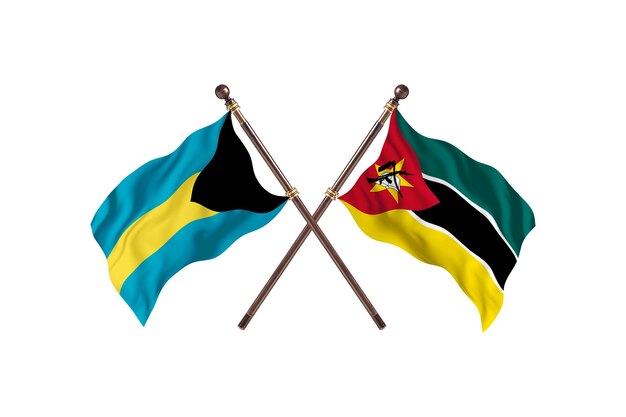 Bahamas contre Mozambique deux pays drapeaux fond