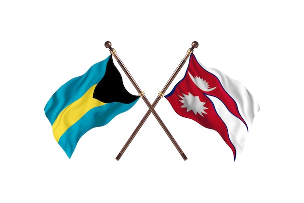 Bahamas contre Népal deux pays drapeaux fond