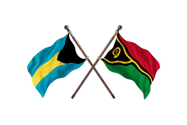 Bahamas contre Vanuatu deux pays drapeaux fond