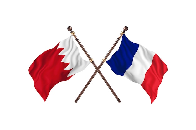 Bahreïn contre France deux pays drapeaux fond