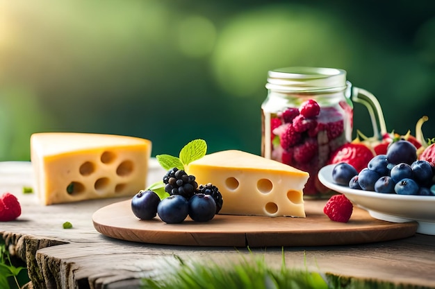 Des baies et du fromage pour le pique-nique d'été