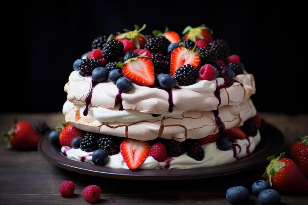 Les baies du gâteau Pavlova parfumées génèrent Ai