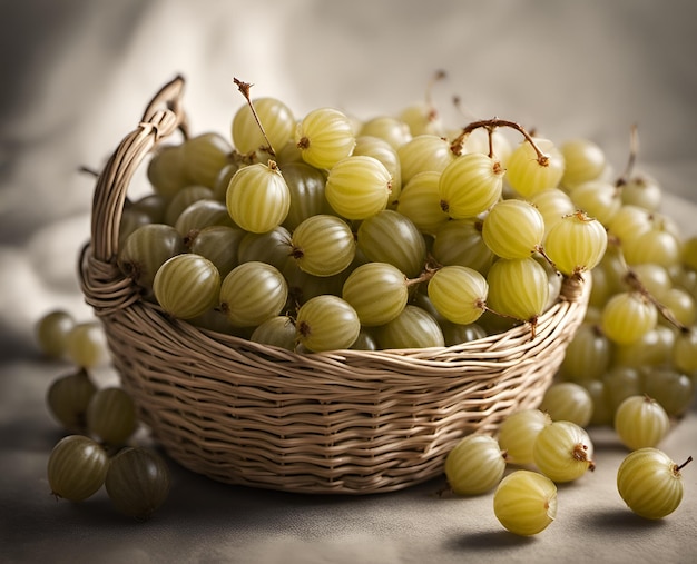 Baies de groseilles mûres et appétissantes dans un panier débordant