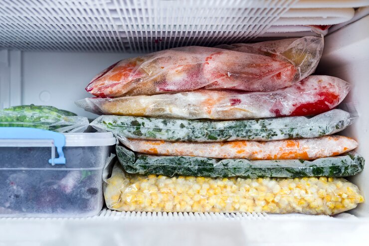 Photo baies et légumes congelés