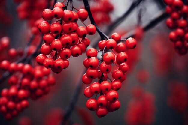 Photo les baies rouges de l'automne tombent mûres générer ai