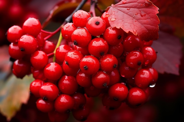 Les baies rouges brillantes de la branche du viburnum tombent générer Ai