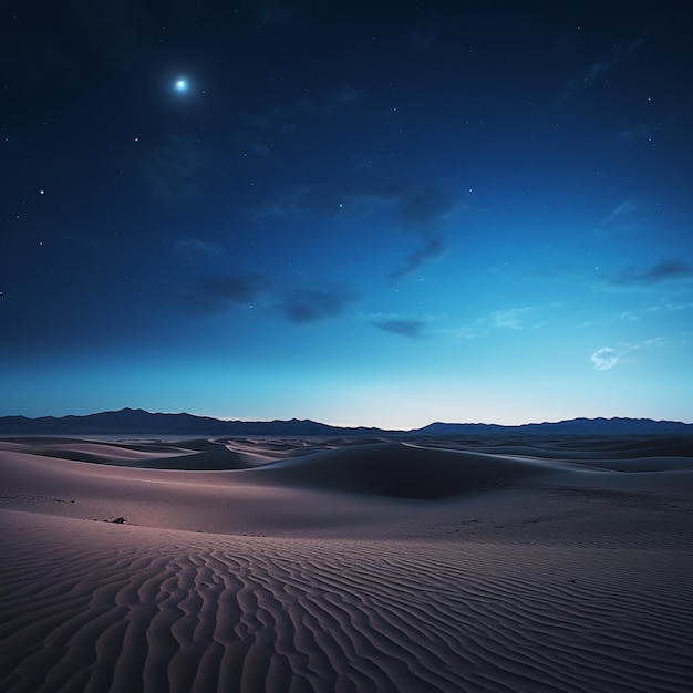 Baigné par la douce luminescence de la lune, le terrain désertique prend un charme d'un autre monde.