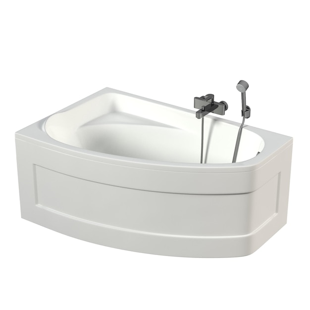 baignoire isolée sur fond blanc, illustration 3D et rendu CG