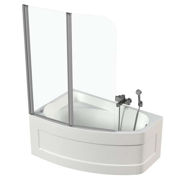 baignoire isolée sur fond blanc, illustration 3D et rendu CG