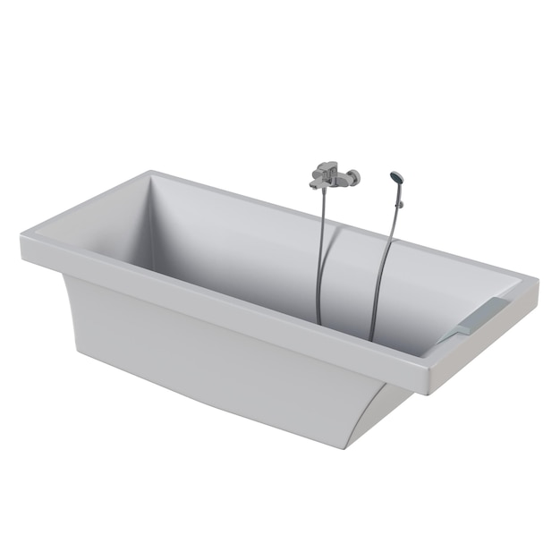 baignoire isolée sur fond blanc, illustration 3D et rendu CG