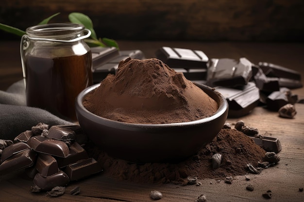 Bain de boue au chocolat avec mélange de chocolat et de poudre de cacao pour un traitement luxueux de la peau