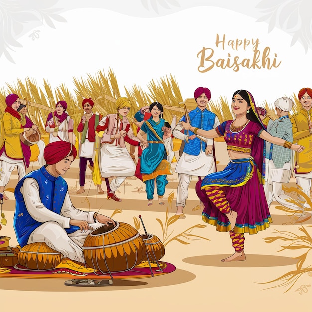 Baisakhi Joyeux festival de Baisakhi Baisakhi Arrière-plan et typographie