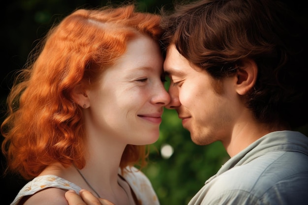 Un baiser d'amour et un couple avec un sourire dans une étreinte pour un lien romantique ou un mariage