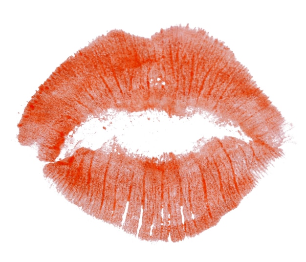 Baiser de rouge à lèvres isolé sur blanc