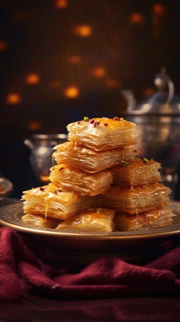 Baklava au miel délicieux turc aux noix